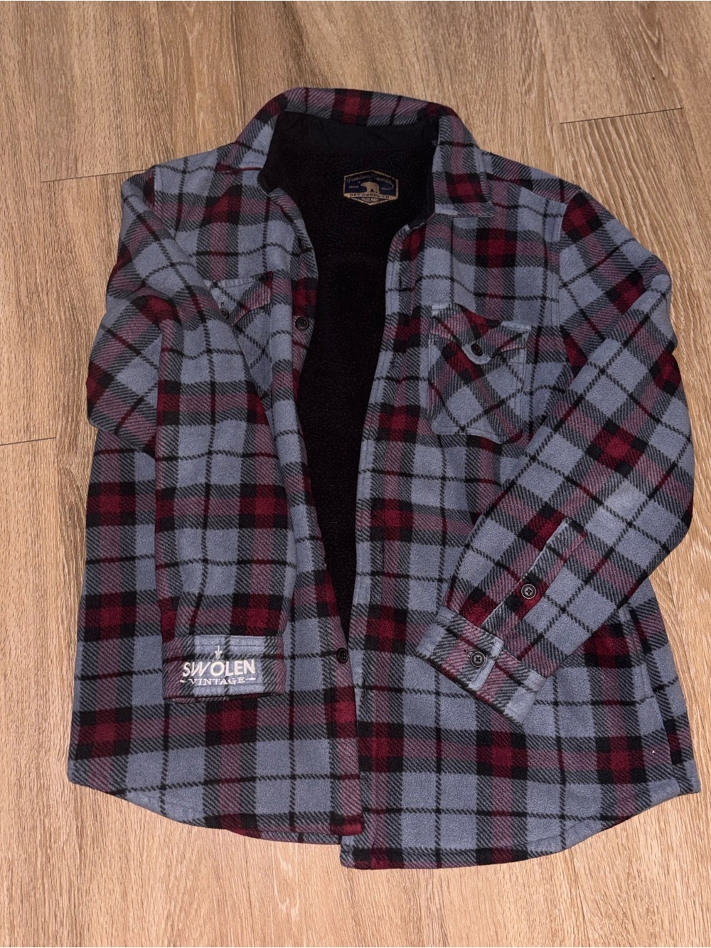 Freedom Foundry Sherpa Lined Plaid Flannel Jacket Men’s Large Gray Red A198